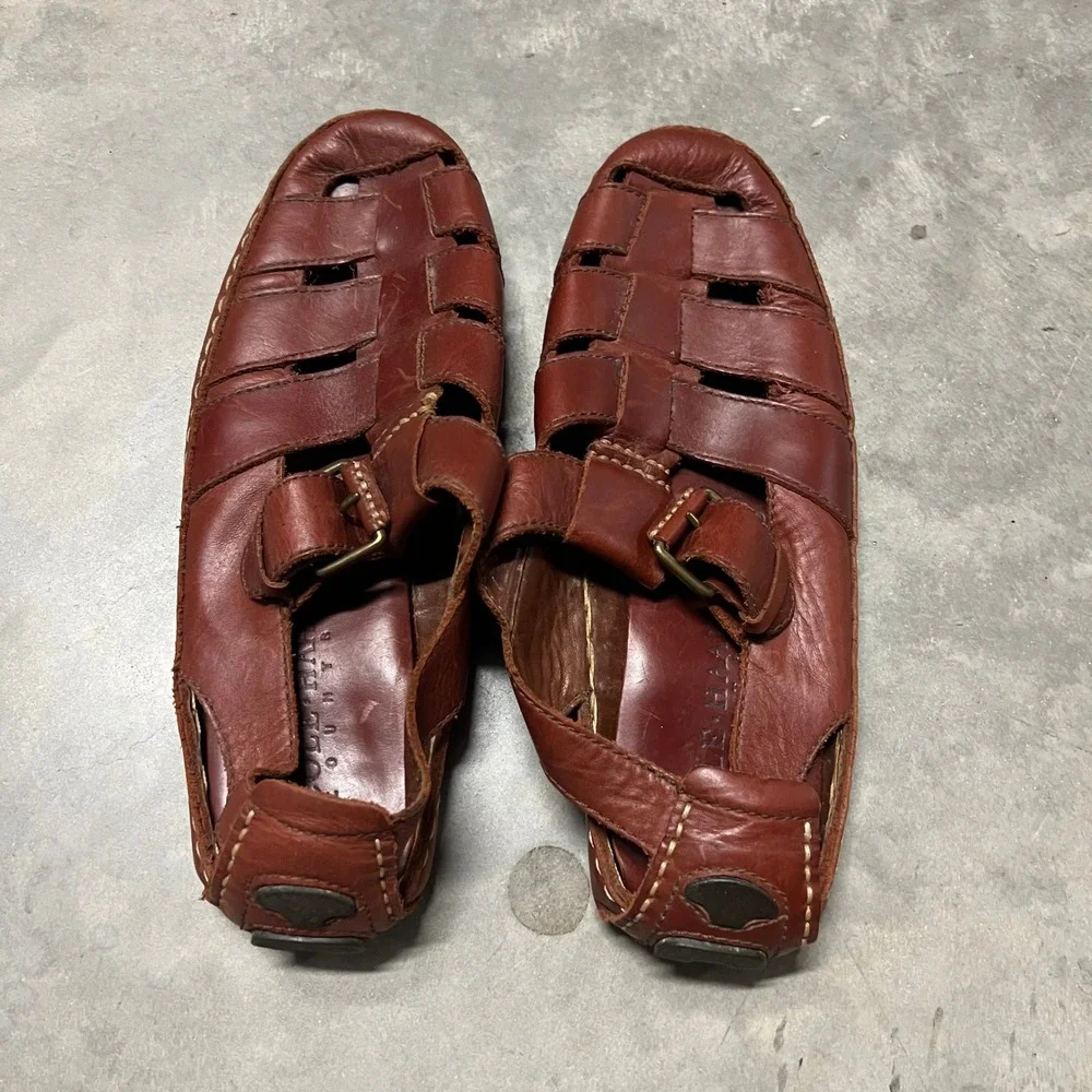 Cole Haan Country Mens Leather Fisherman Sandals Brown Buckle Huarache 9M 14698